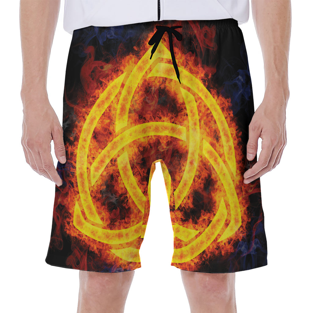 Fire Celtic Knot Print Men's Beach Shorts