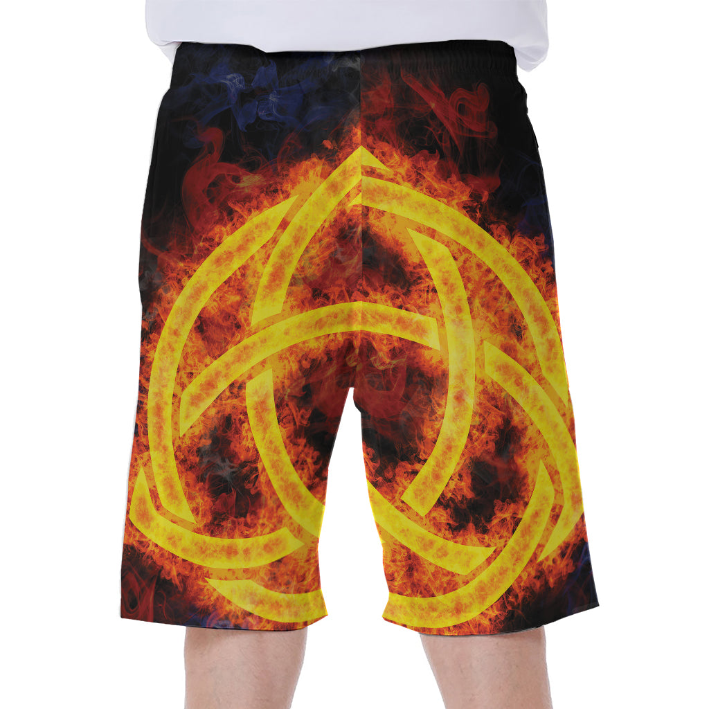 Fire Celtic Knot Print Men's Beach Shorts