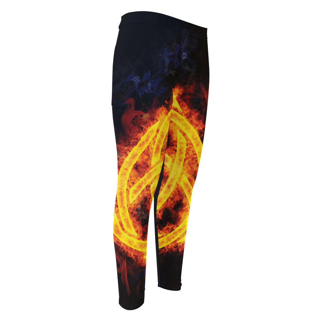 Fire Celtic Knot Print Men's Compression Pants