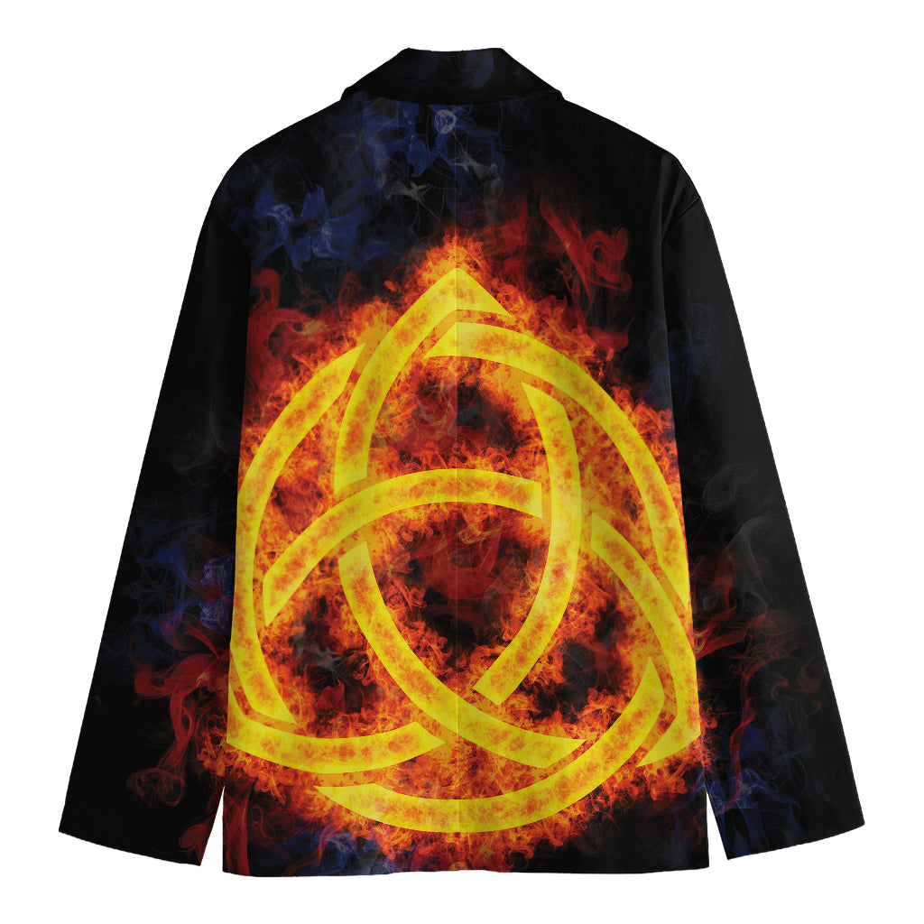 Fire Celtic Knot Print Men's Cotton Blazer