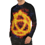 Fire Celtic Knot Print Men's Long Sleeve Rash Guard