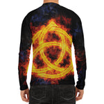 Fire Celtic Knot Print Men's Long Sleeve Rash Guard