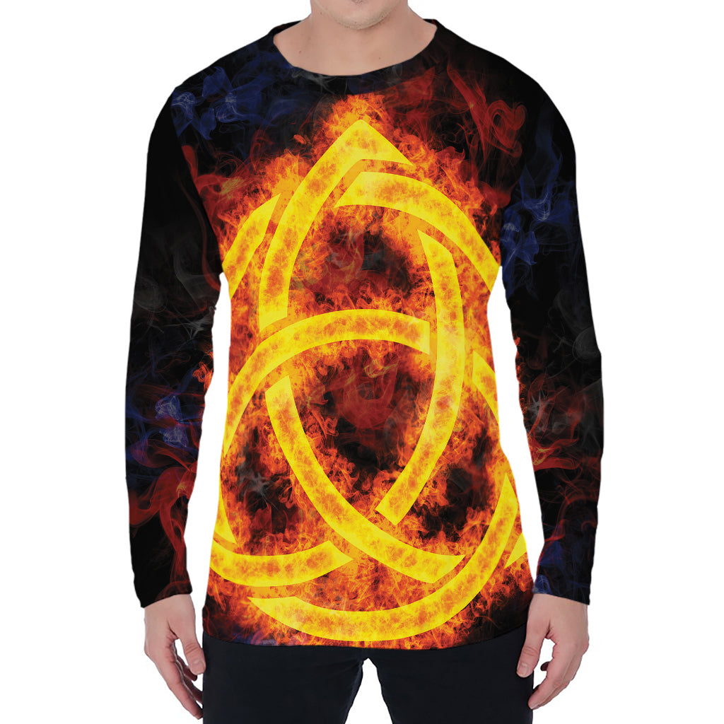 Fire Celtic Knot Print Men's Long Sleeve T-Shirt