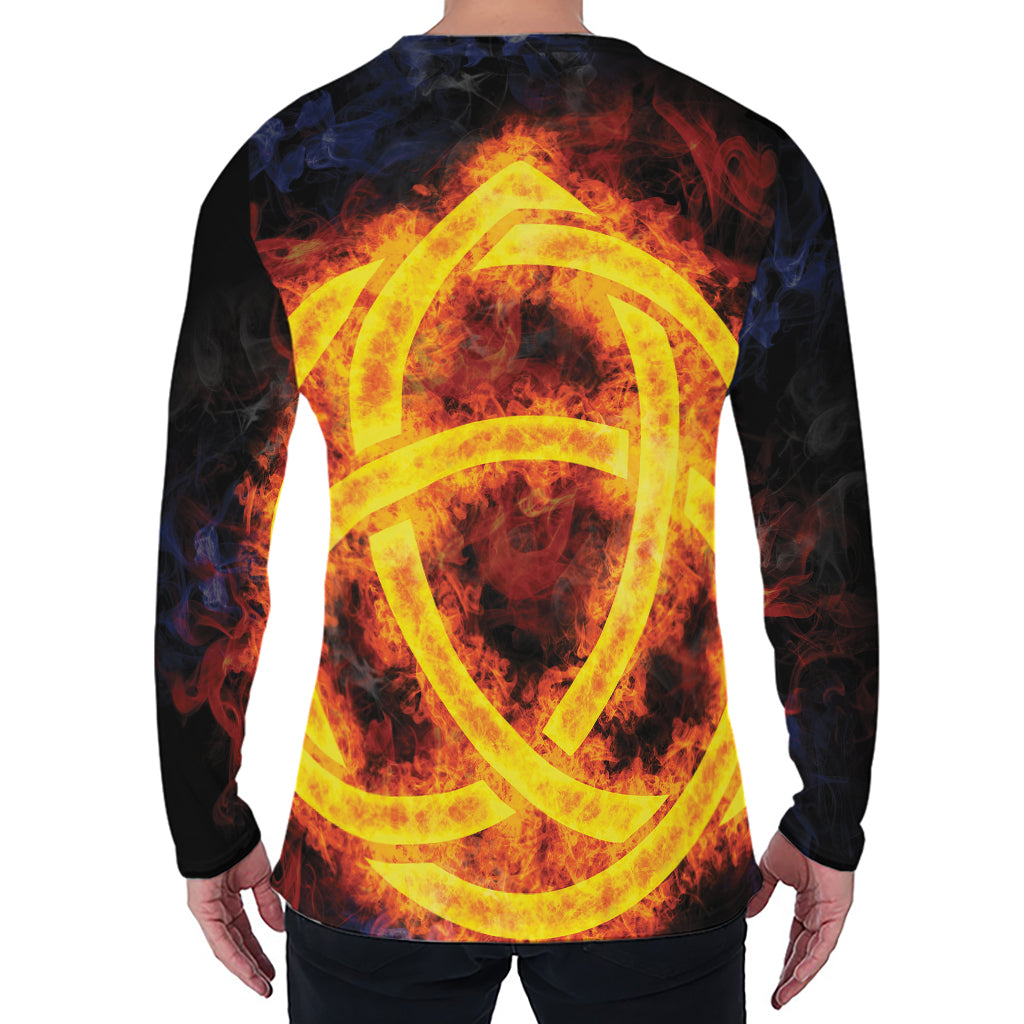 Fire Celtic Knot Print Men's Long Sleeve T-Shirt