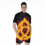 Fire Celtic Knot Print Men's Rompers