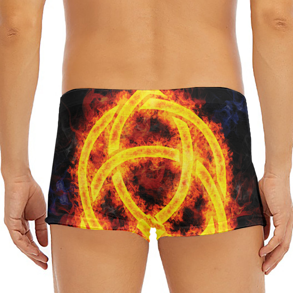 Fire Celtic Knot Print Men's Short Boxer Briefs
