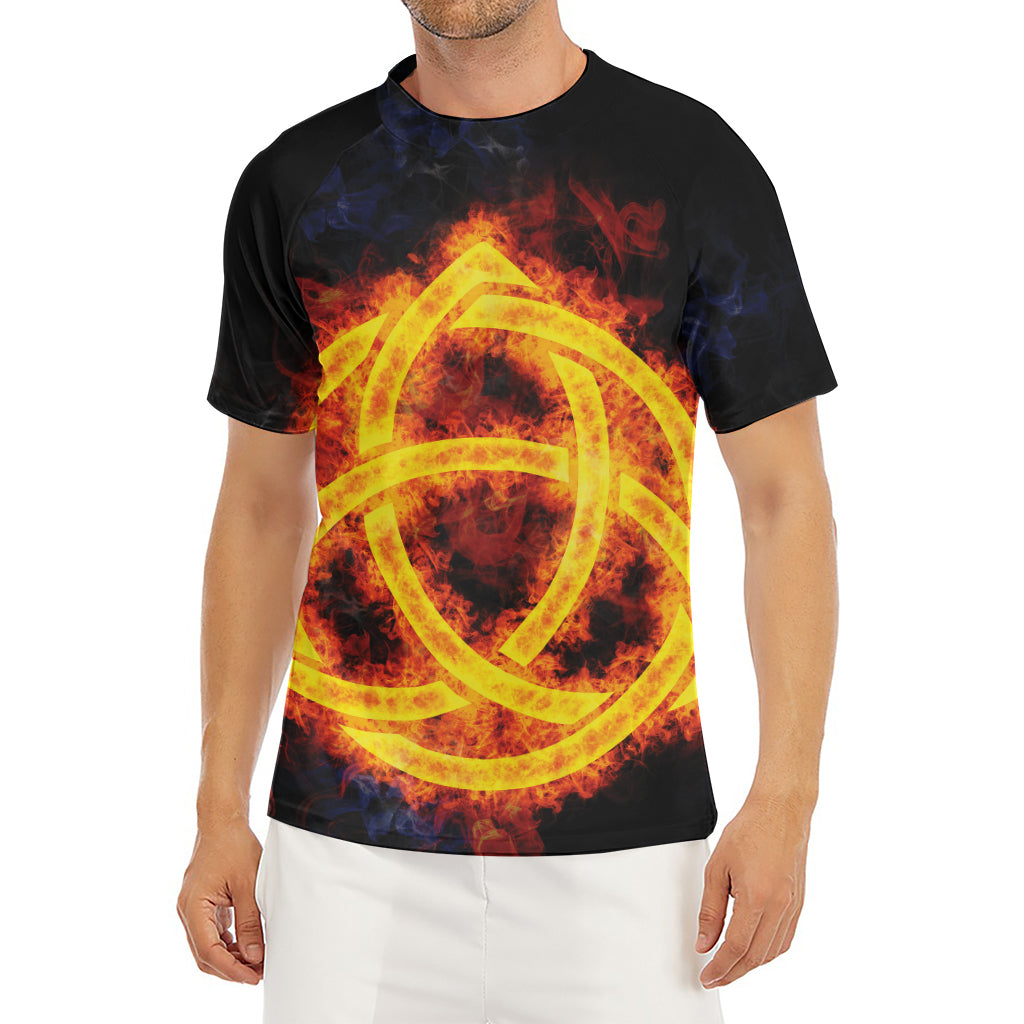 Fire Celtic Knot Print Men's Short Sleeve Rash Guard