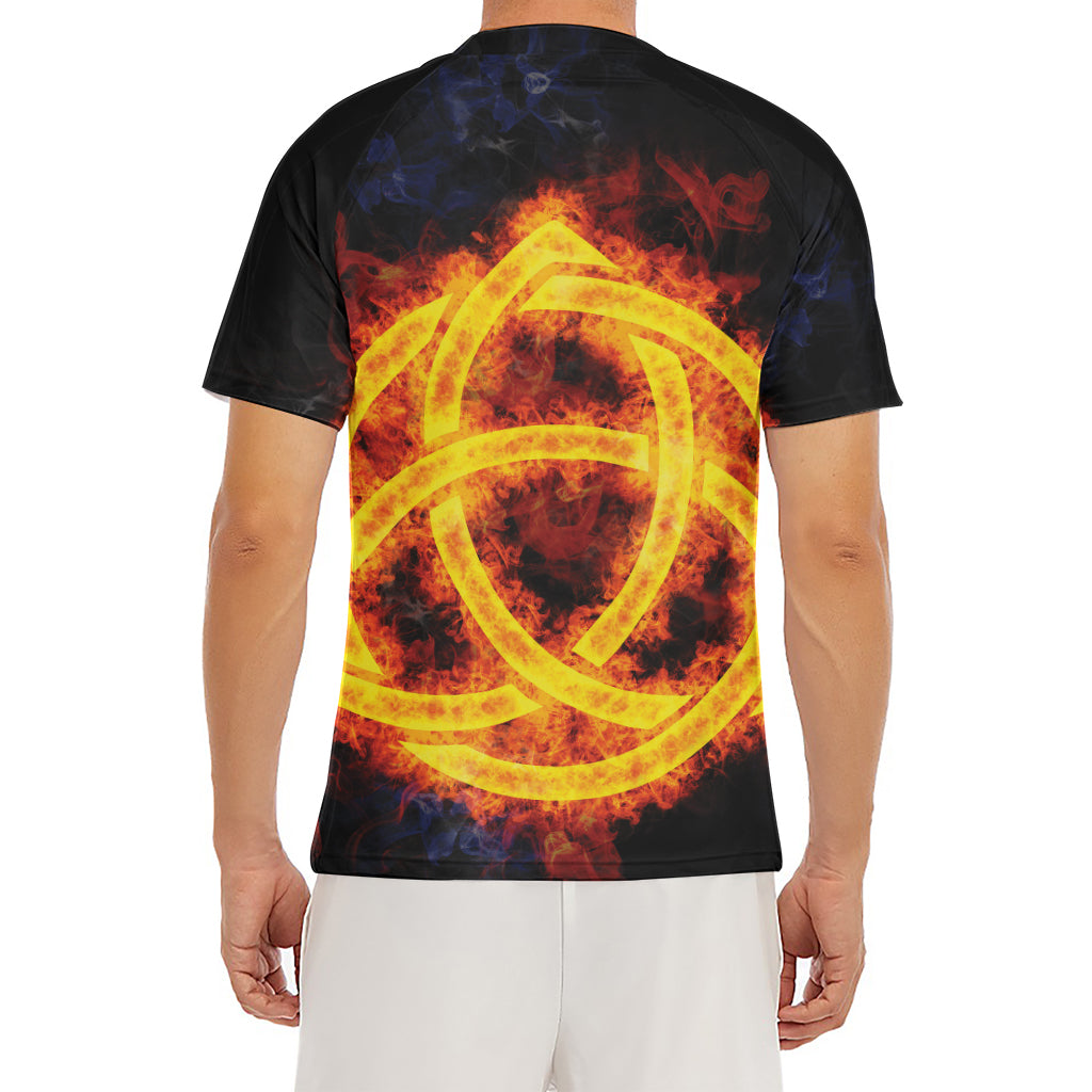 Fire Celtic Knot Print Men's Short Sleeve Rash Guard