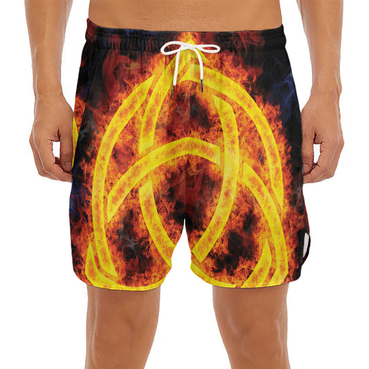 Fire Celtic Knot Print Men's Split Running Shorts