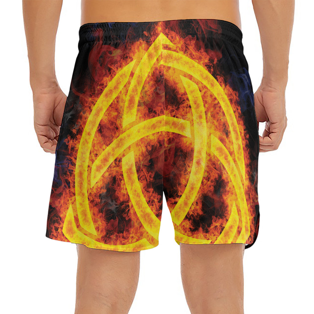 Fire Celtic Knot Print Men's Split Running Shorts