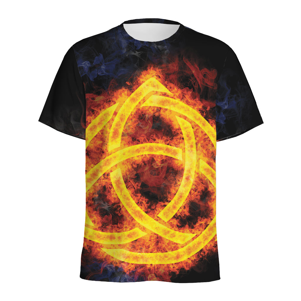 Fire Celtic Knot Print Men's Sports T-Shirt