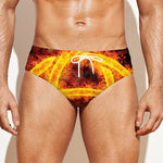 Fire Celtic Knot Print Men's Swim Briefs