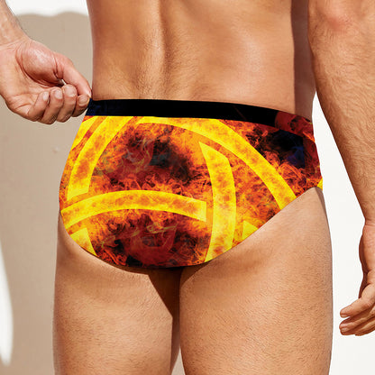 Fire Celtic Knot Print Men's Swim Briefs