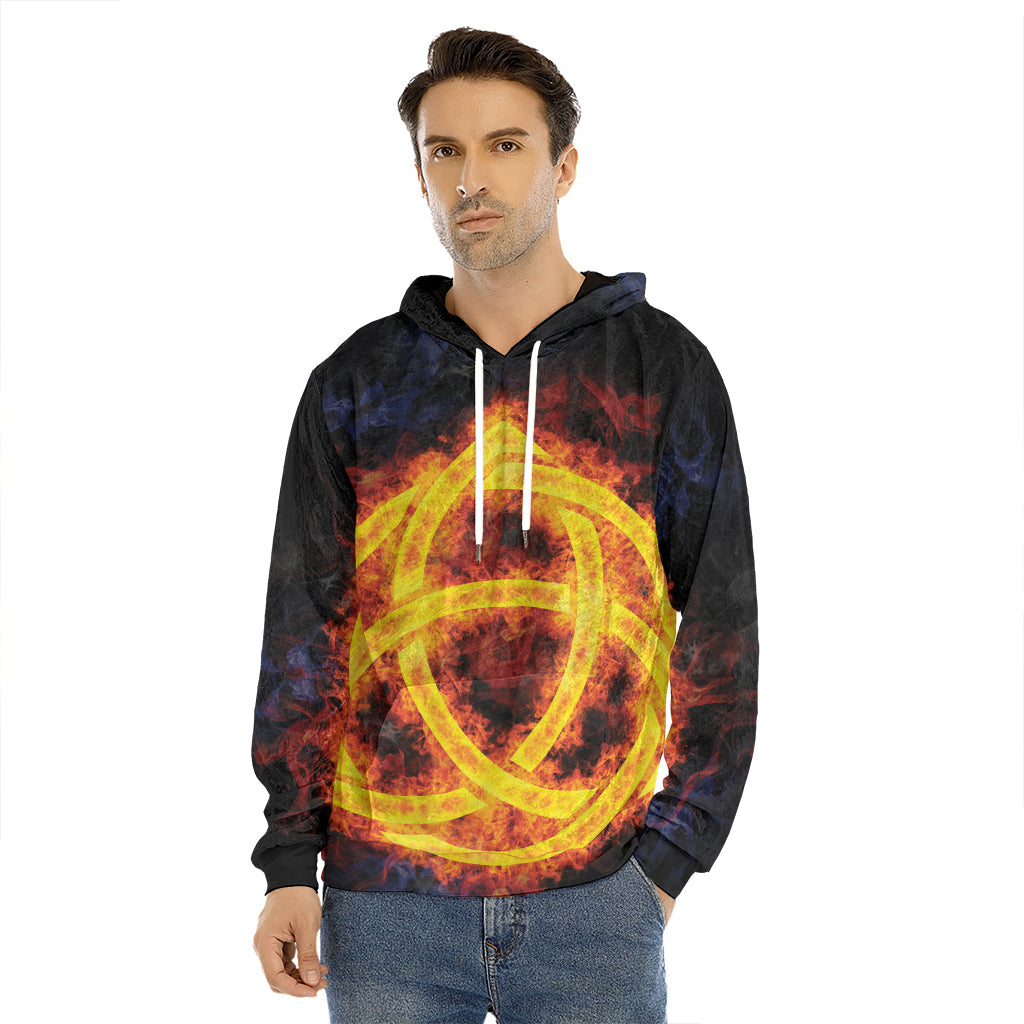 Fire Celtic Knot Print Men's Velvet Pullover Hoodie