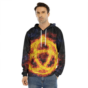 Fire Celtic Knot Print Men's Velvet Pullover Hoodie