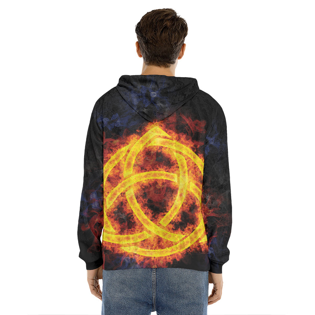 Fire Celtic Knot Print Men's Velvet Pullover Hoodie