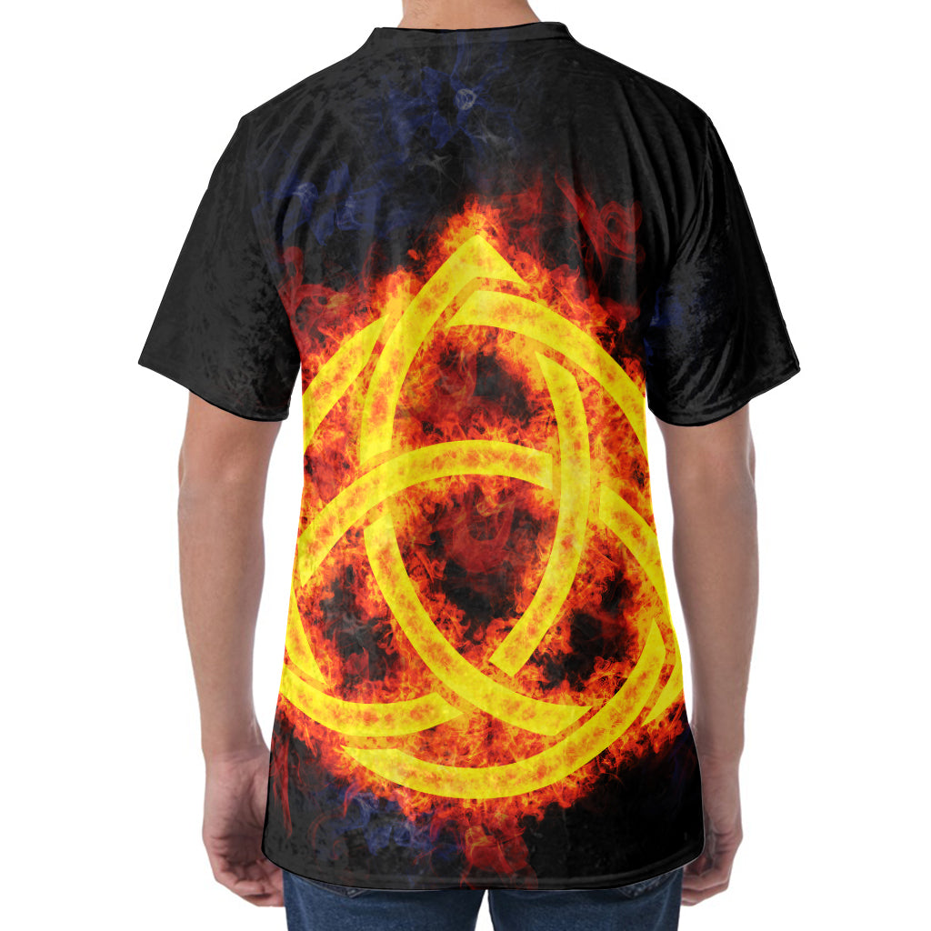 Fire Celtic Knot Print Men's Velvet T-Shirt