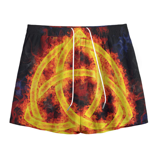 Fire Celtic Knot Print Mesh Shorts