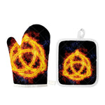 Fire Celtic Knot Print Oven Mitt And Pot Holder Set