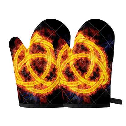 Fire Celtic Knot Print Oven Mitts