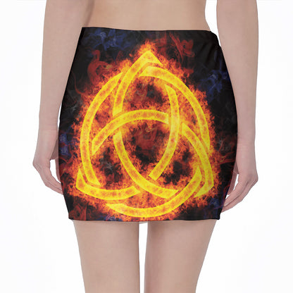 Fire Celtic Knot Print Pencil Mini Skirt