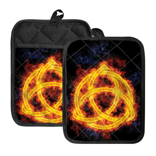Fire Celtic Knot Print Pot Holders With Pocket