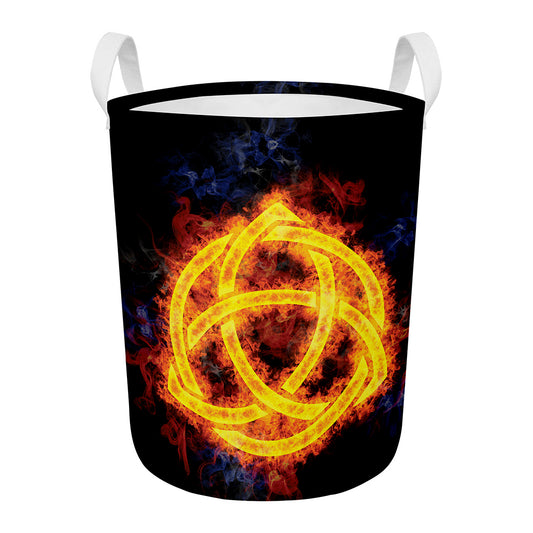 Fire Celtic Knot Print Round Laundry Basket