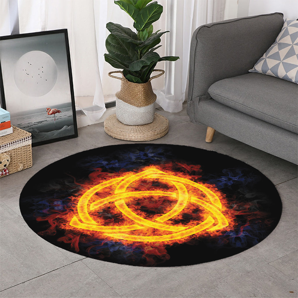 Fire Celtic Knot Print Round Rug