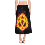 Fire Celtic Knot Print Side Slit Midi Skirt