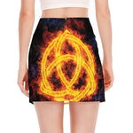 Fire Celtic Knot Print Side Slit Mini Skirt