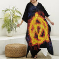 Fire Celtic Knot Print Silk V-Neck Kaftan Dress