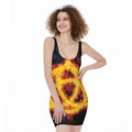 Fire Celtic Knot Print Sleeveless Bodycon Dress