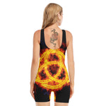 Fire Celtic Knot Print Sleeveless One Piece Swimsuit