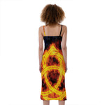 Fire Celtic Knot Print Slim Fit Midi Cami Dress
