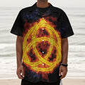 Fire Celtic Knot Print Textured Short Sleeve Shirt