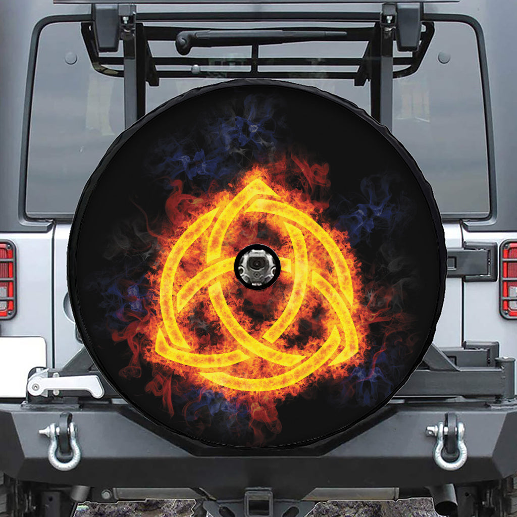Fire Celtic Knot Print Tire Cover With Camera Hole