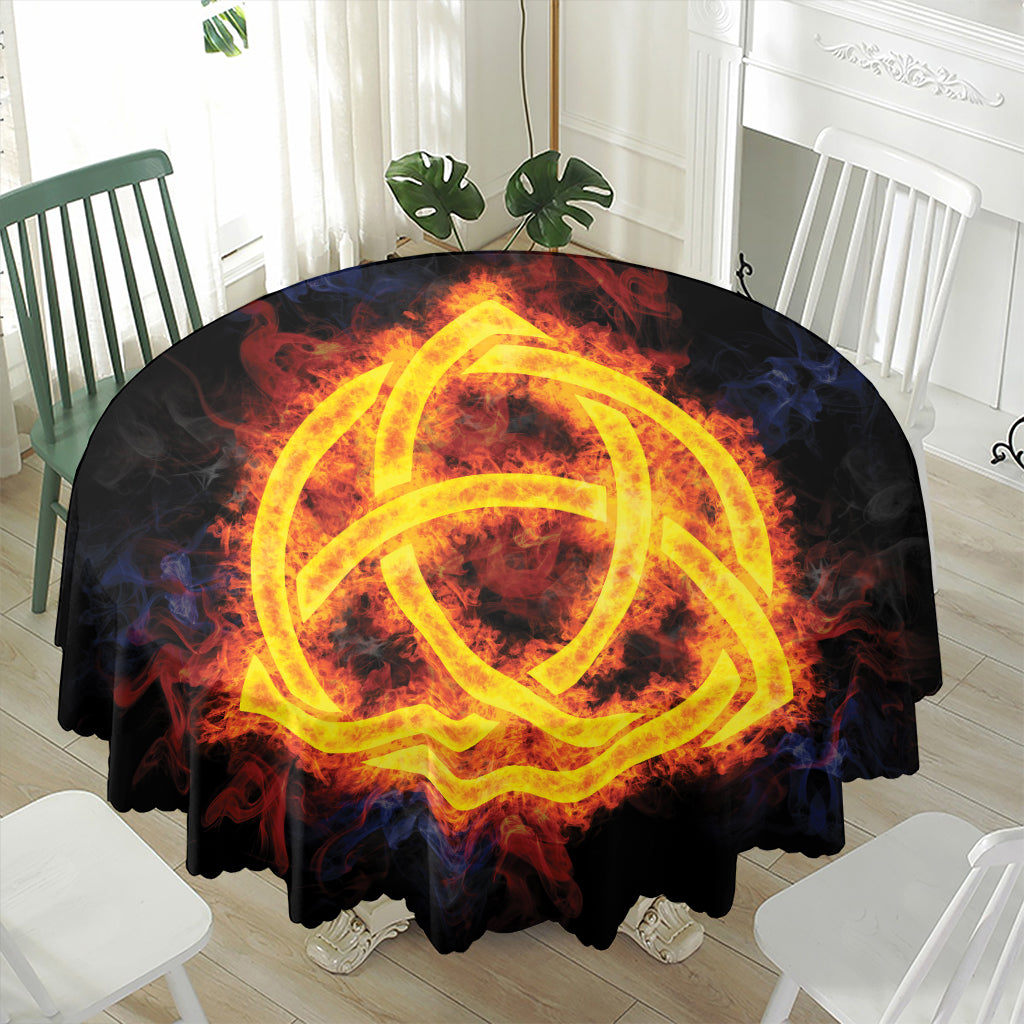 Fire Celtic Knot Print Waterproof Round Tablecloth