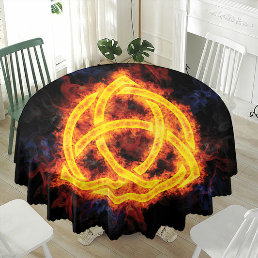 Fire Celtic Knot Print Waterproof Round Tablecloth