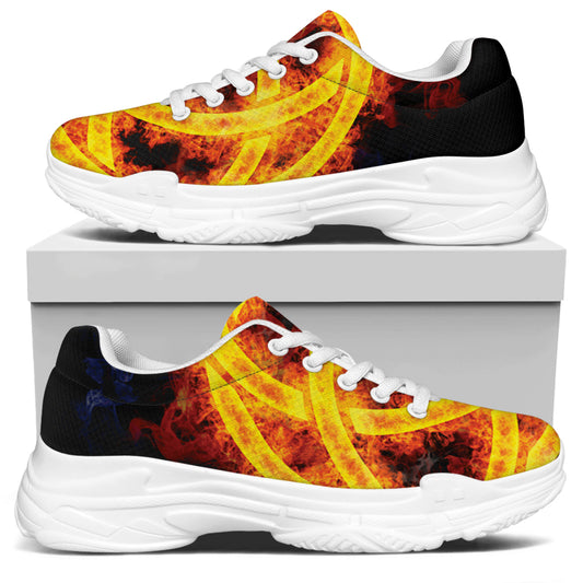 Fire Celtic Knot Print White Chunky Shoes