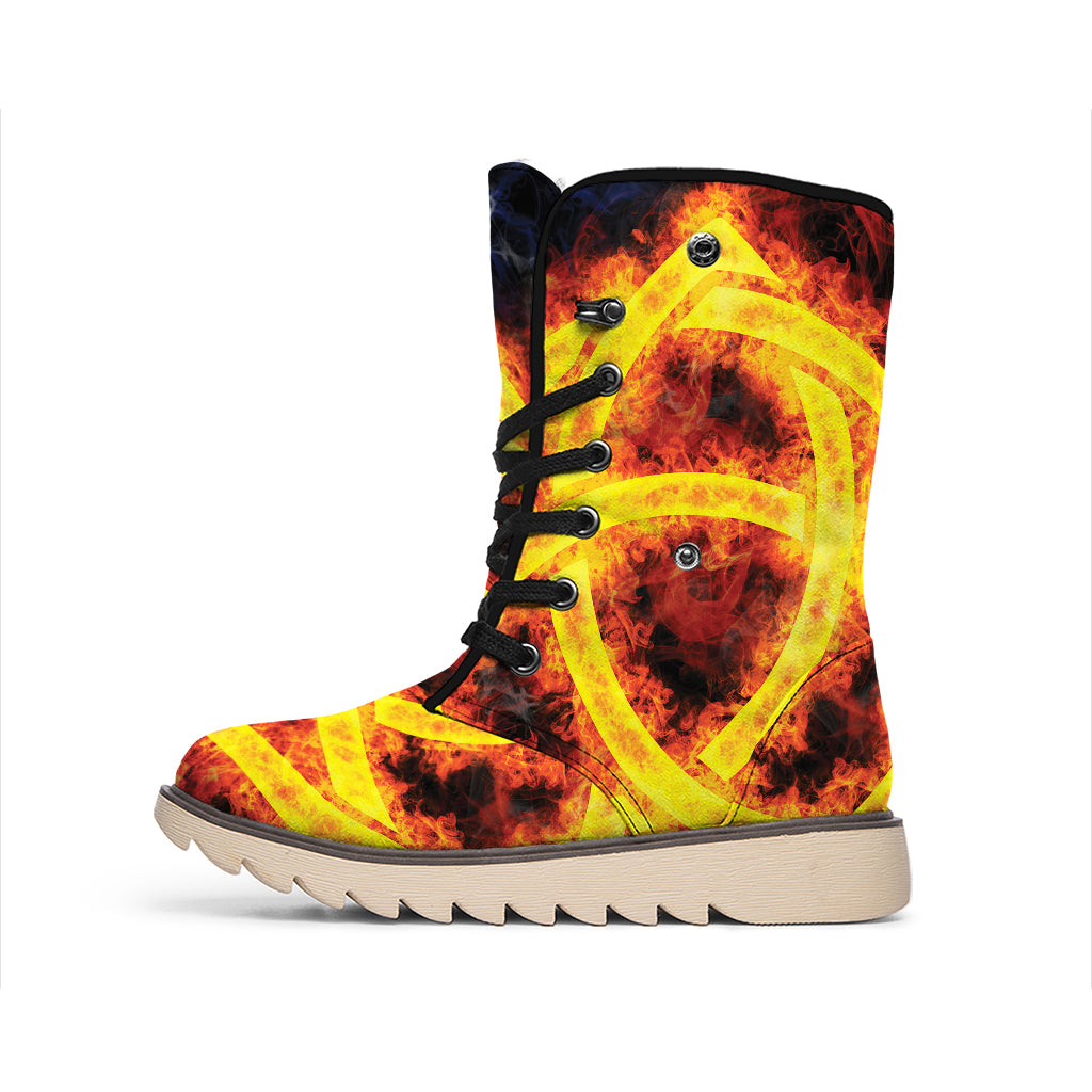 Fire Celtic Knot Print Winter Boots