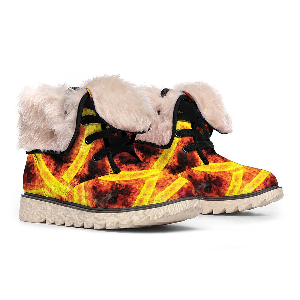 Fire Celtic Knot Print Winter Boots