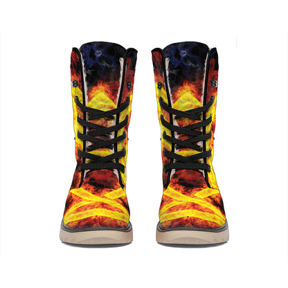 Fire Celtic Knot Print Winter Boots