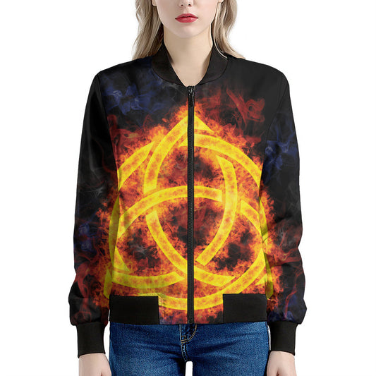 Fire Celtic Knot Print Women's Bomber Jacket
