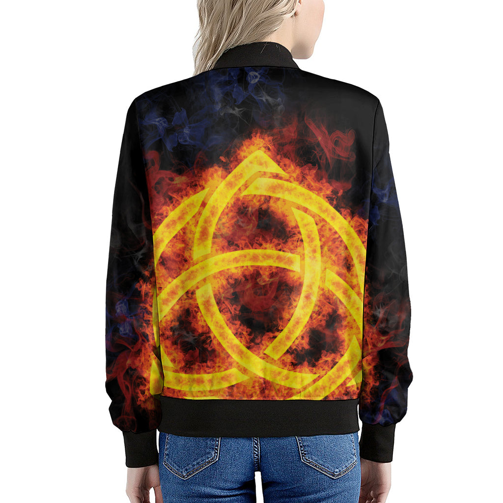 Fire Celtic Knot Print Women's Bomber Jacket