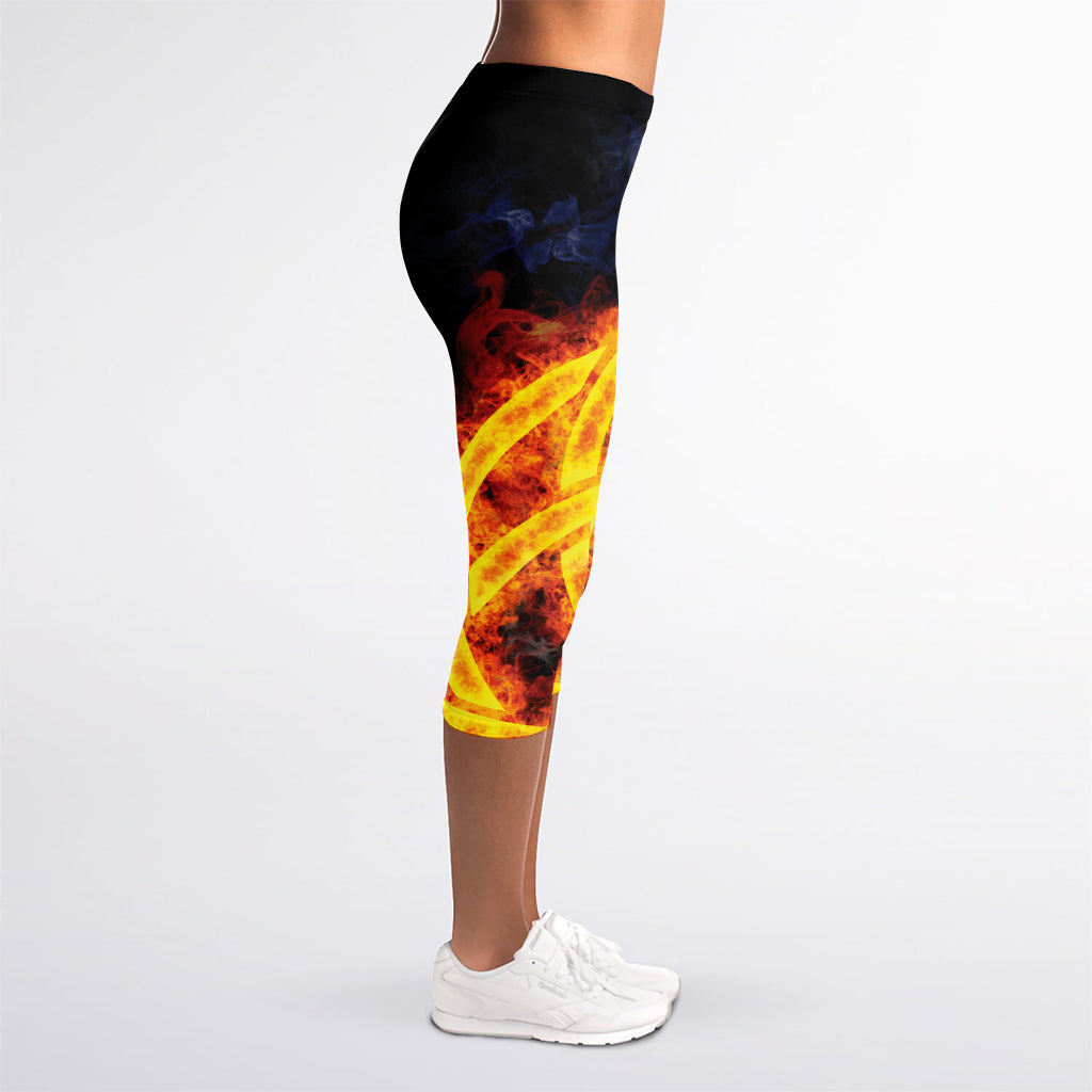 Fire Celtic Knot Print Women's Capri Leggings