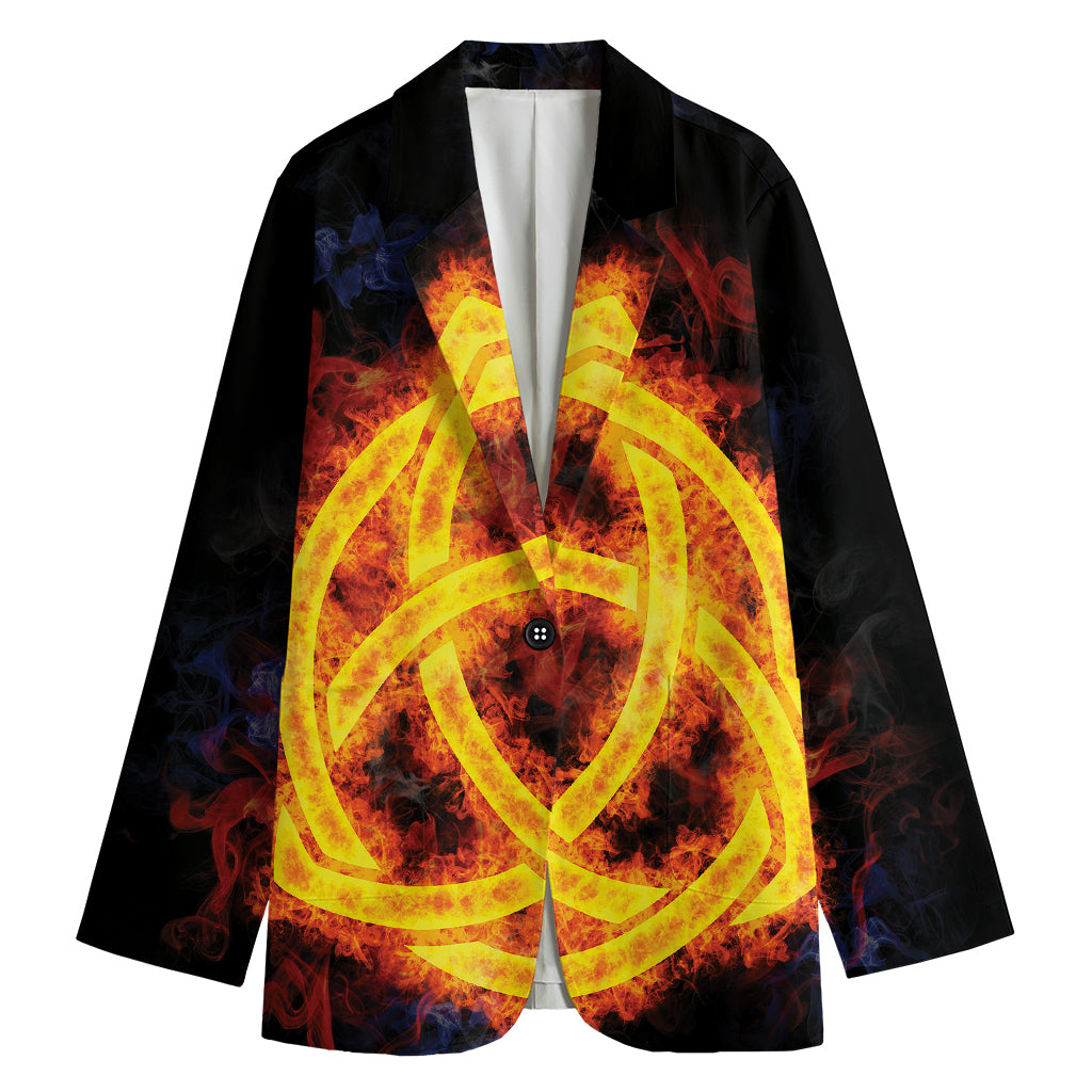 Fire Celtic Knot Print Women's Cotton Blazer