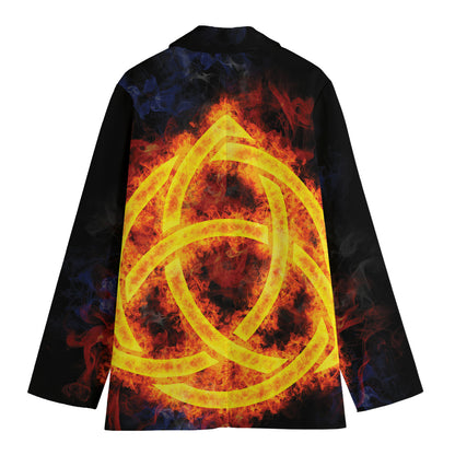 Fire Celtic Knot Print Women's Cotton Blazer