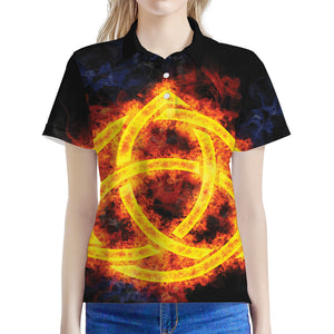 Fire Celtic Knot Print Women's Polo Shirt