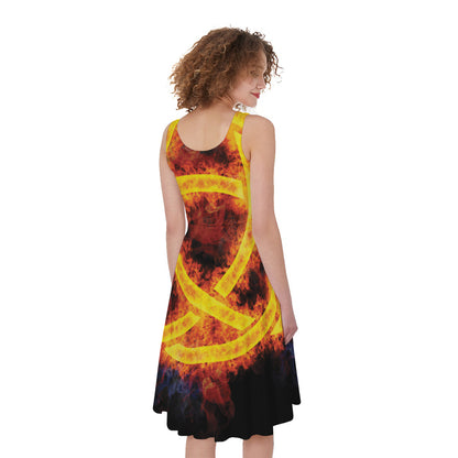 Fire Celtic Knot Print Women's Sleeveless Dress