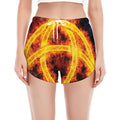 Fire Celtic Knot Print Women's Split Running Shorts